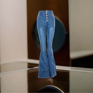 Fashion Nova High Waisted 5-Button Fly Flare Jeans Size 9